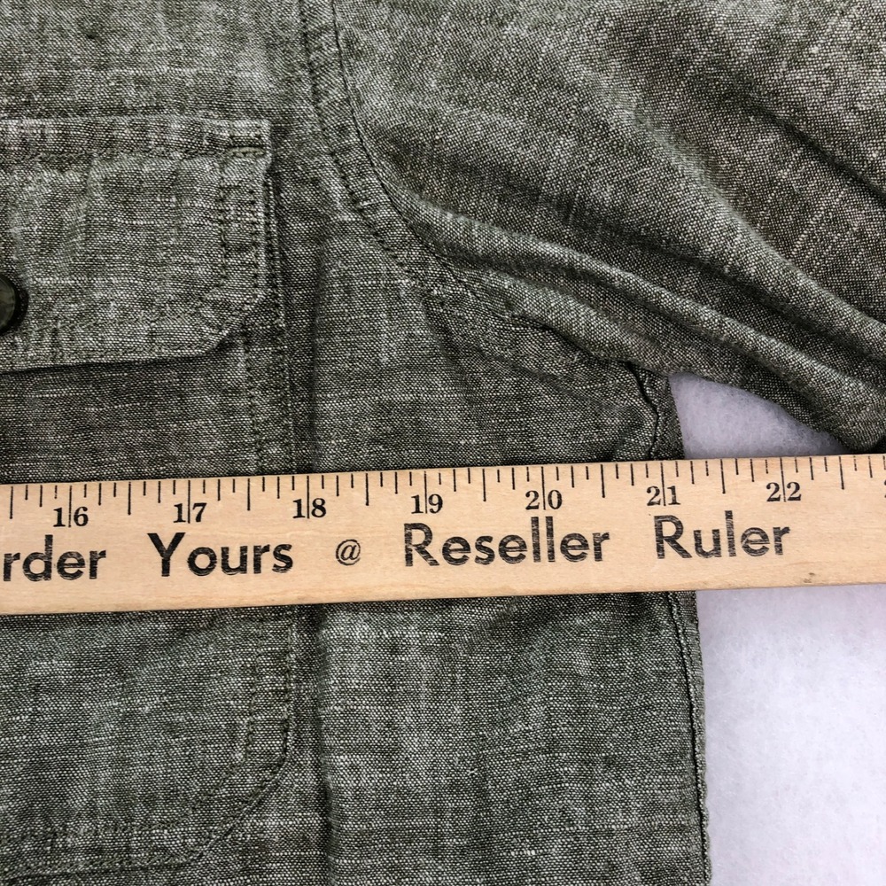 Mountain Hardwear Mens M Green Linen Blend Long Sleeve Button Up Shirt - Picture 8 of 14